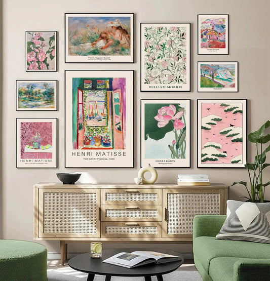 Green Pink Eclectic Gallery Wall Set Maximalist Wall Art Prints Eclectic Vintage Gallery Wall Set Girly Room Decor Aesthetic Wall Art Prints