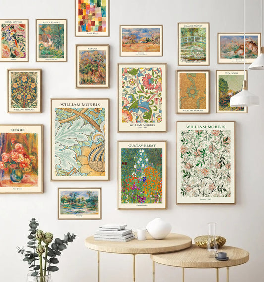 Eclectic Gallery Wall Art Set Green Tones Prints