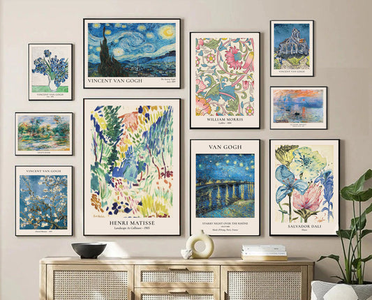 Electric Blue Gallery Wall Eclectic Maximalist's Prints